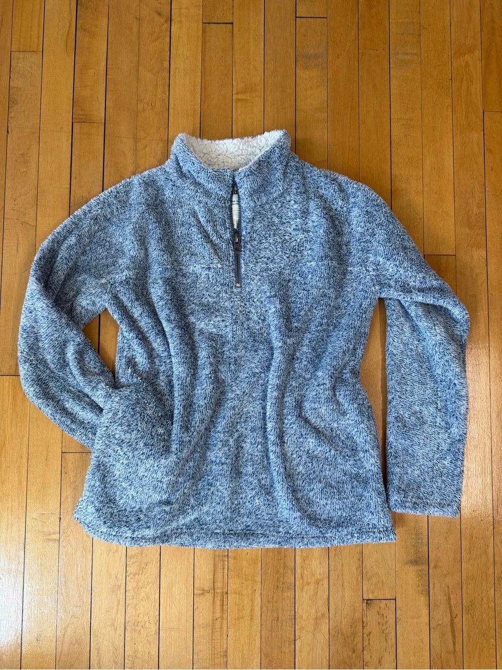 Blue fuzzy quarter zip pullover